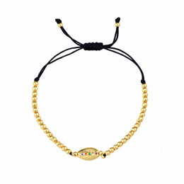 Brățară damă cu șnur negru și elemente din cupru