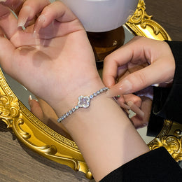 Brățară Tennis eleganta placată cu aur alb 18k cu zirconiu