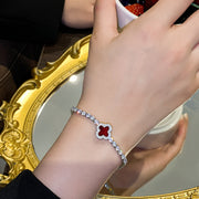 Brățară eleganta placată cu aur alb 18k model trifoi