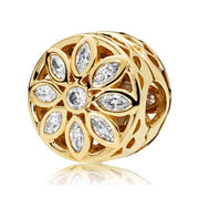 Charm pentru brățară din aliaj, model floare cu cristale